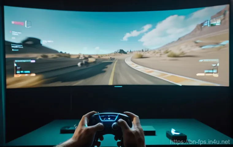 FPS 게임에 적합한 프로젝터 리뷰 - **Prompt:** A perfectly arranged, high-performance FPS gaming setup viewed from a slightly elevated ...