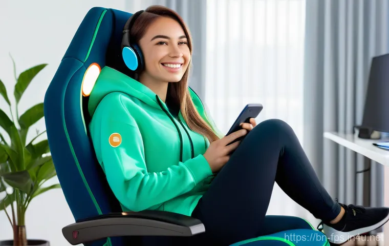 FPS 유저를 위한 최고의 의자 추천 - A focused male FPS gamer, in his early twenties, intensely engaged in a competitive online game. He ...