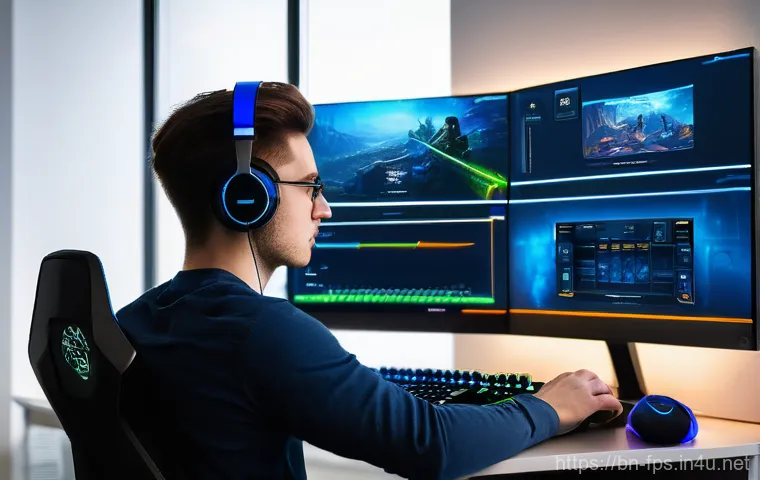 FPS 게임에서 중요한 설정값 조정법 - **Prompt 2: Immersive Soundscape and Visual Clarity**
    "A female gamer, late teens, fully immerse...