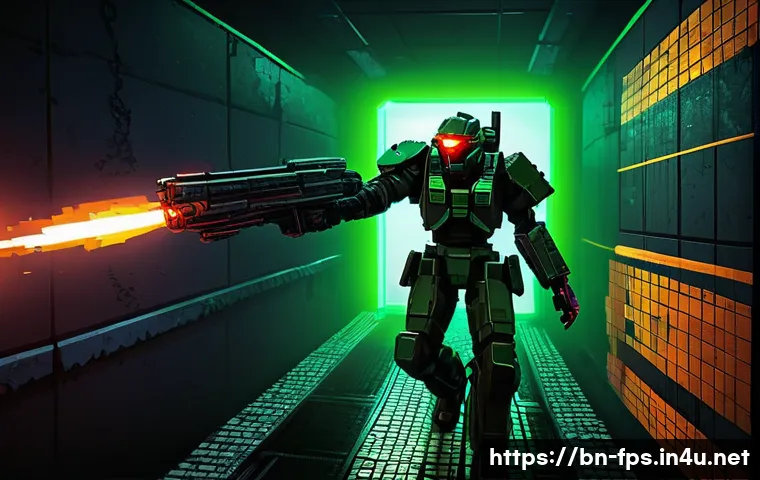 레트로 FPS의 매력과 재평가 - **Prompt 1: Classic Pixelated FPS Action**
"A lone, heavily armored male protagonist, viewed fro...