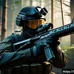 FPS 장르의 역사와 대표 작품들 - A highly detailed futuristic FPS game environment showcasing advanced real-time ray tracing and HDR ...