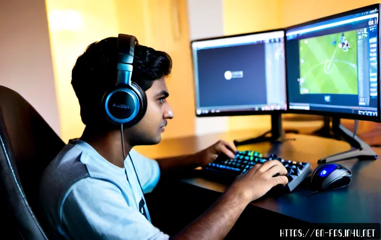 FPS에서 팀원과 적의 음성채팅 활용법 - Photorealistic young Bangladeshi gamer wearing a comfortable headset at a clean desktop setup, calml...